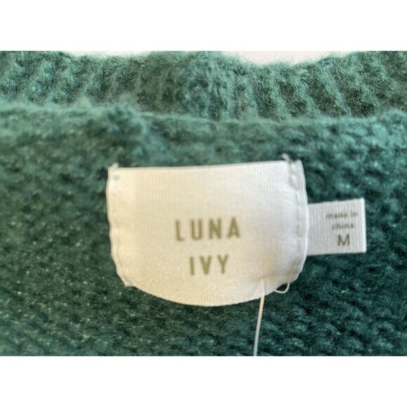 Luna Ivy 3D Bow Forest Green Gold Cardigan Sweater M NWT Cottagecore - Picture 7 of 7